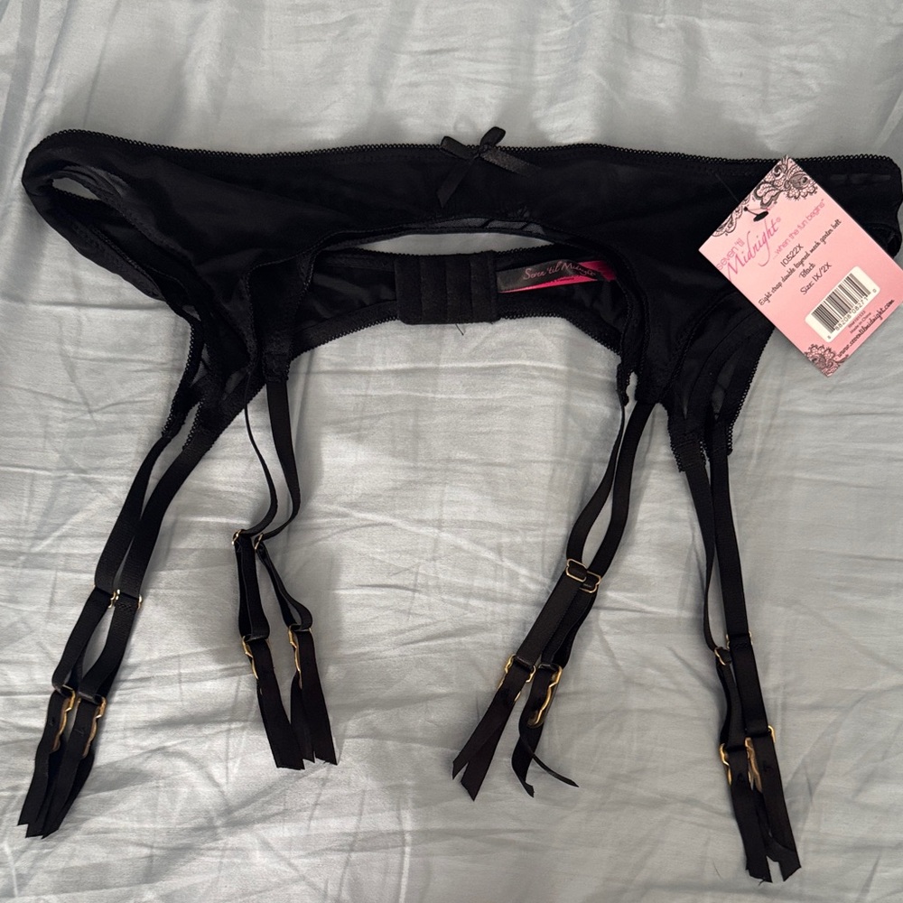 NWT Black Garter Belt with Gold Accents